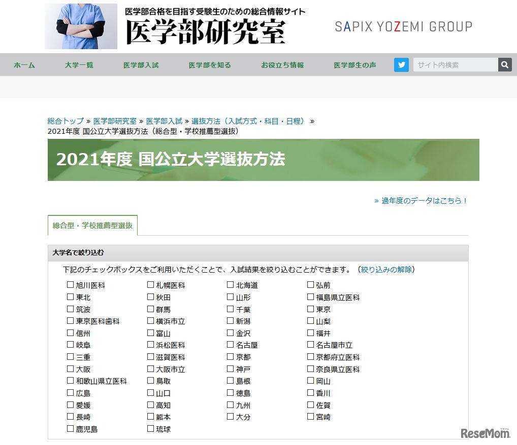 2021年度国公立大学選抜方法（総合型・学校推薦型選抜）