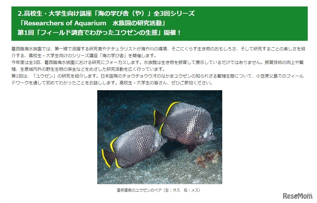 第1回講座「フィールド調査でわかったユウゼンの生態」