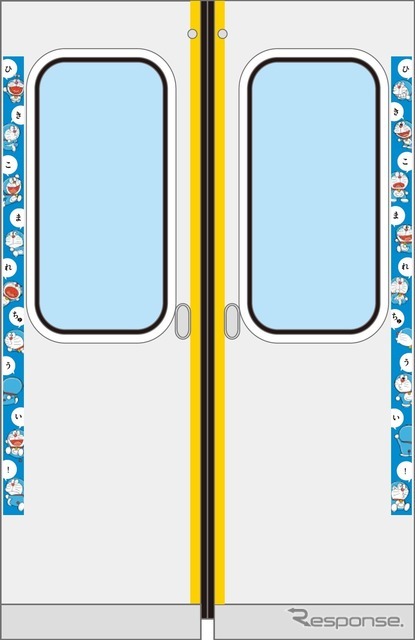 車内には『ドラえもん』のマナーステッカーも掲示。　(c) Fujiko-Pro