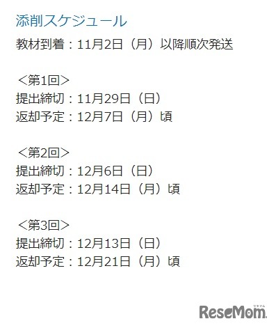 添削スケジュール