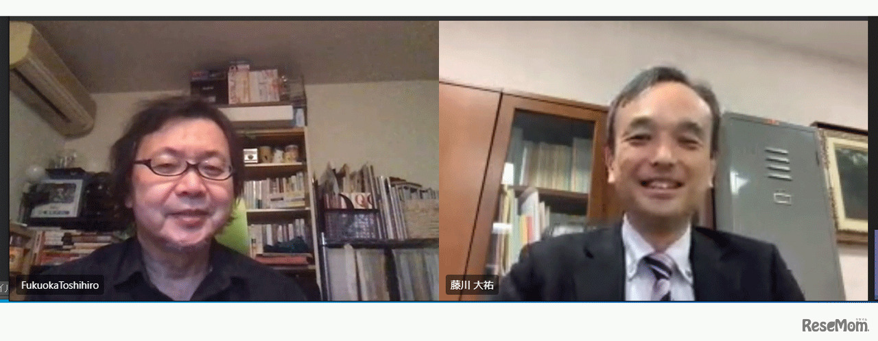 左：福岡俊弘氏（デジタルハリウッド大学教授／LINEみらい財団企画室）　右：藤川大祐先生（千葉大学教育学部教授（教育方法学・授業実践開発）／千葉大学教育学部附属中学校校長）