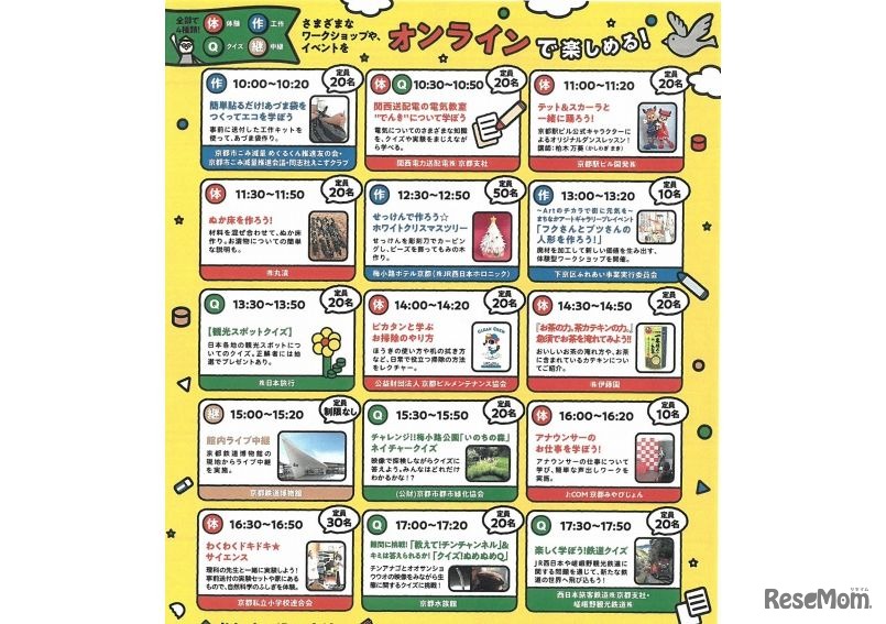 「梅小路キッズアートキャンパス！！2020」スケジュール