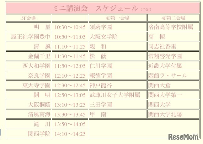 ミニ講演会 スケジュール