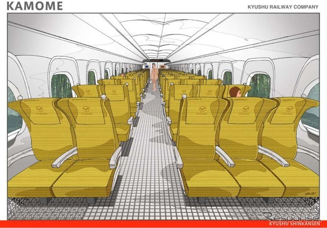普通車と思われるインテリアイメージ。シートはレモンイエローのような色彩となるようだ。