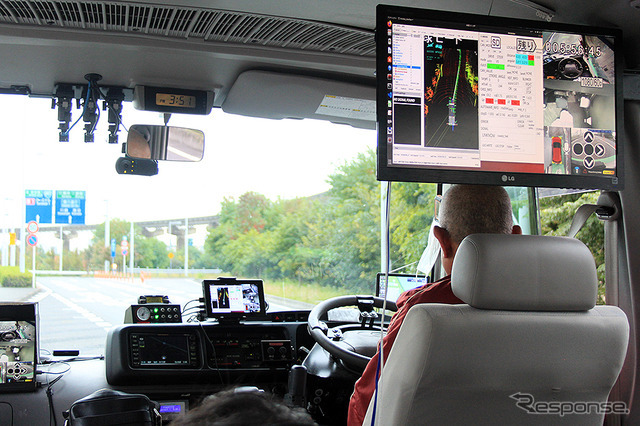 羽田空港で行われた東京臨海部実証実験 SIP自動運転（システムとサービスの拡張）に参画する埼玉工業大学 自動運転バス