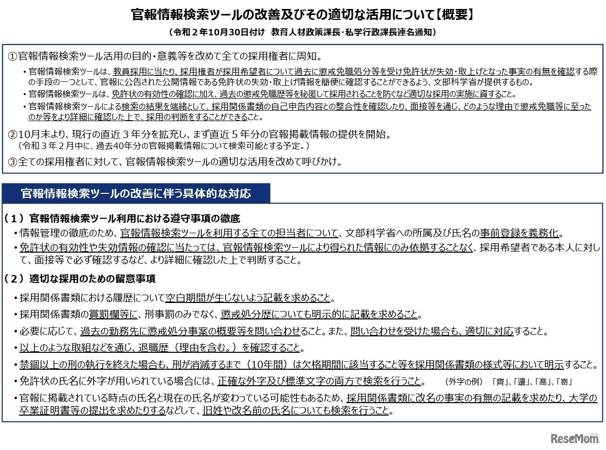 官報情報検索ツールの改善およびその適切な活用について（概要）
