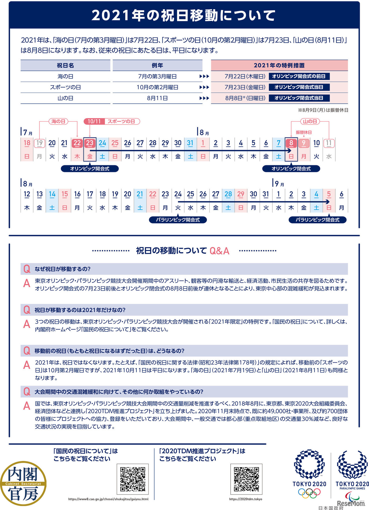 2021年の祝日移動について（フライヤー2）