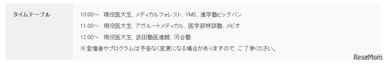 タイムテーブル