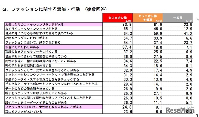 ファッションに関する意識・行動
