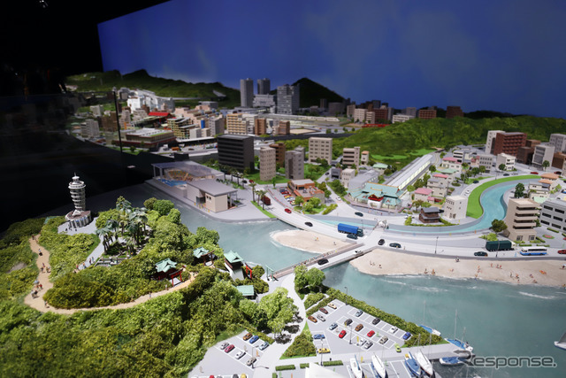 ロマンスカーミュージアム：ジオラマパーク、江ノ島付近