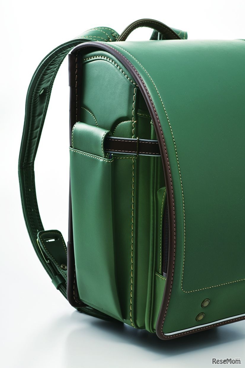 グリーン×ブラウン　サイドのリコーダーケース