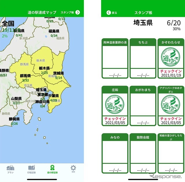 道の駅の訪問記録