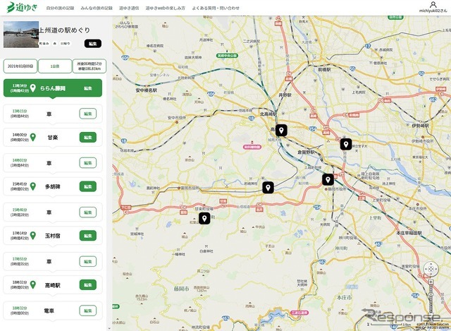 道の駅の記録をわかりやすくまとめられる