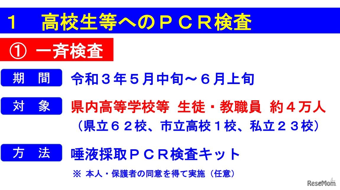 高校生等へのPCR検査