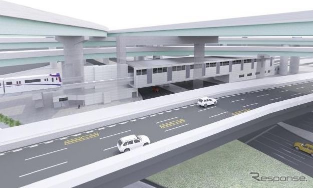 大阪市高速電気軌道（大阪メトロ）鶴見緑地線と連絡する地上2階建ての門真南駅。