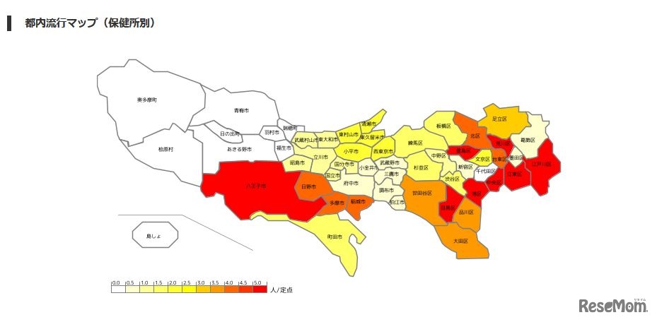 都内流行マップ（保健所別）