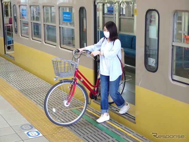 西武多摩川線サイクルトレイン（武蔵堺駅デモ）