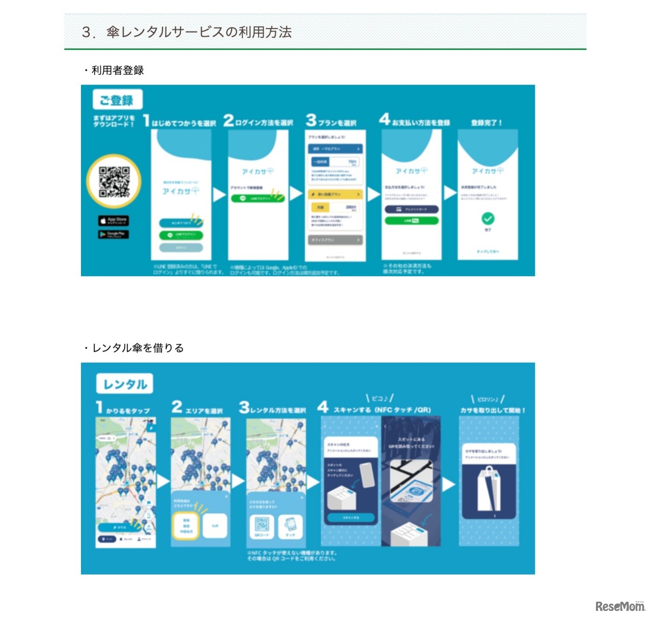 傘レンタルサービスの利用方法