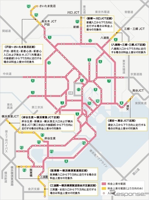 料金上乗せ対象エリア：現金車