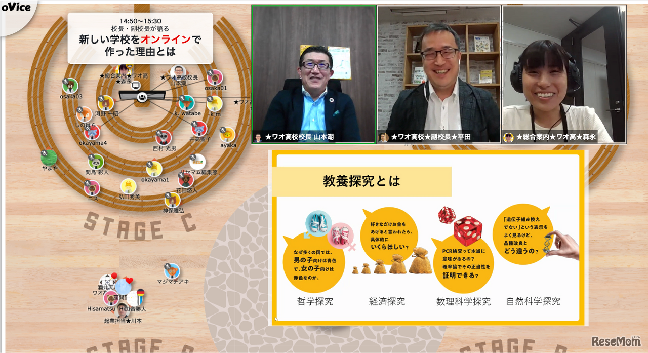 「バーチャルオープンスクール2021ワオ高等学校編」での山本校長・平田副校長対談