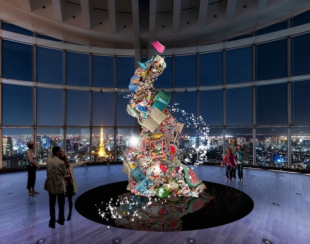 「サンリオ展　ニッポンのカワイイ文化60年史」エントランス展示イメージ（夜）（C）2021 SANRIO CO., LTD. APPROVAL NO. SP610376