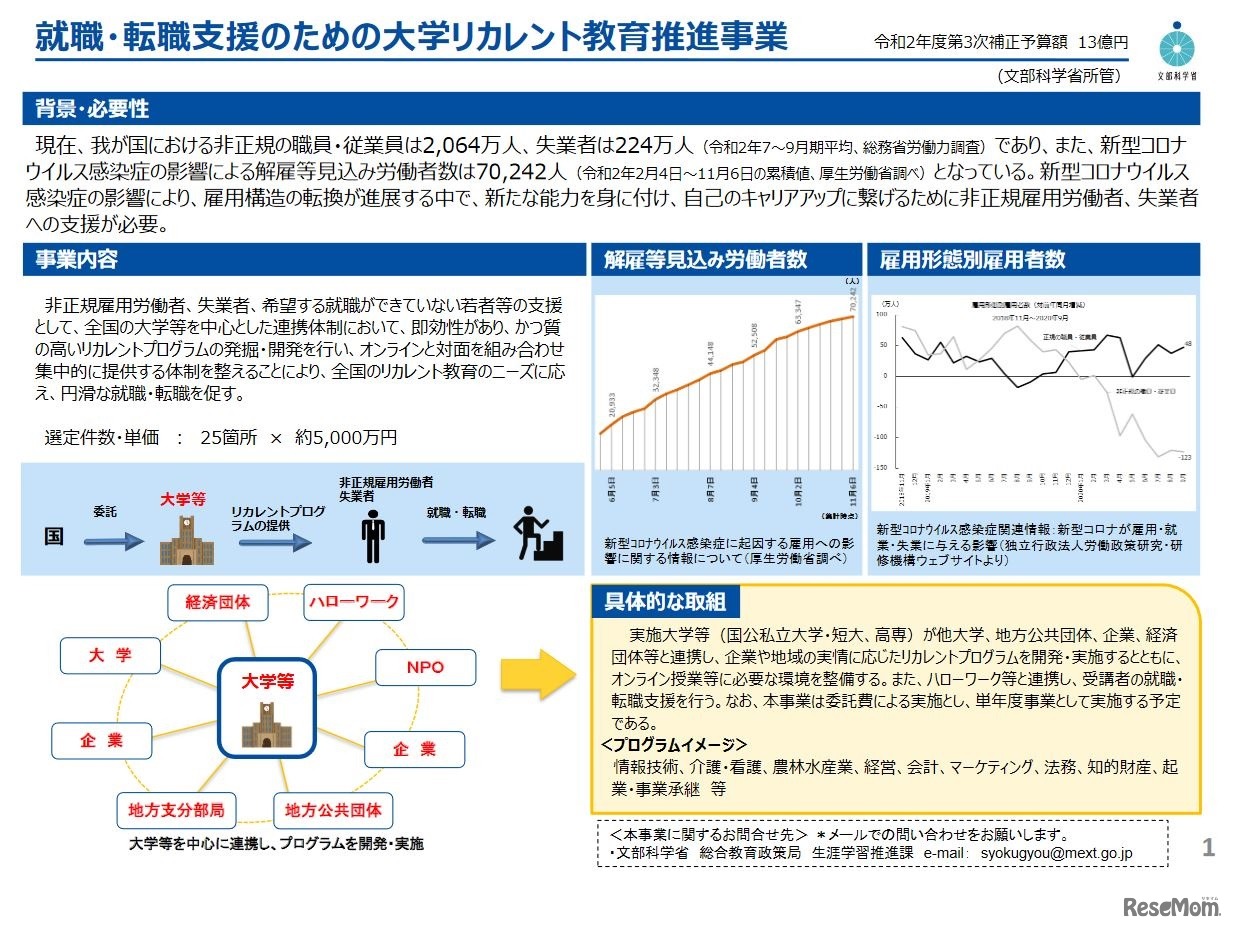 就職・転職支援のための大学リカレント教育推進事業