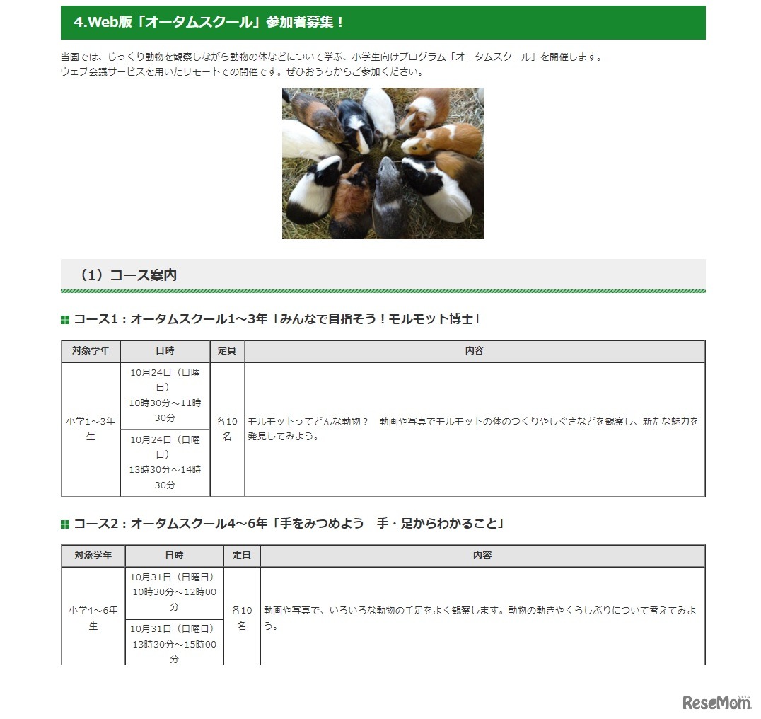 東京都多摩動物公園「オータムスクール」