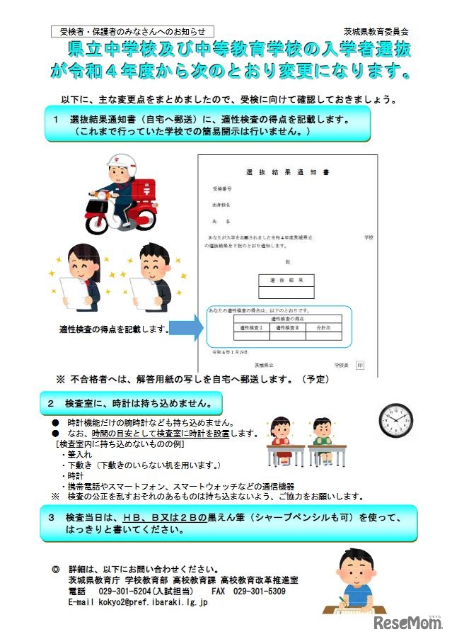 2022年度入学者選抜からのおもな変更点