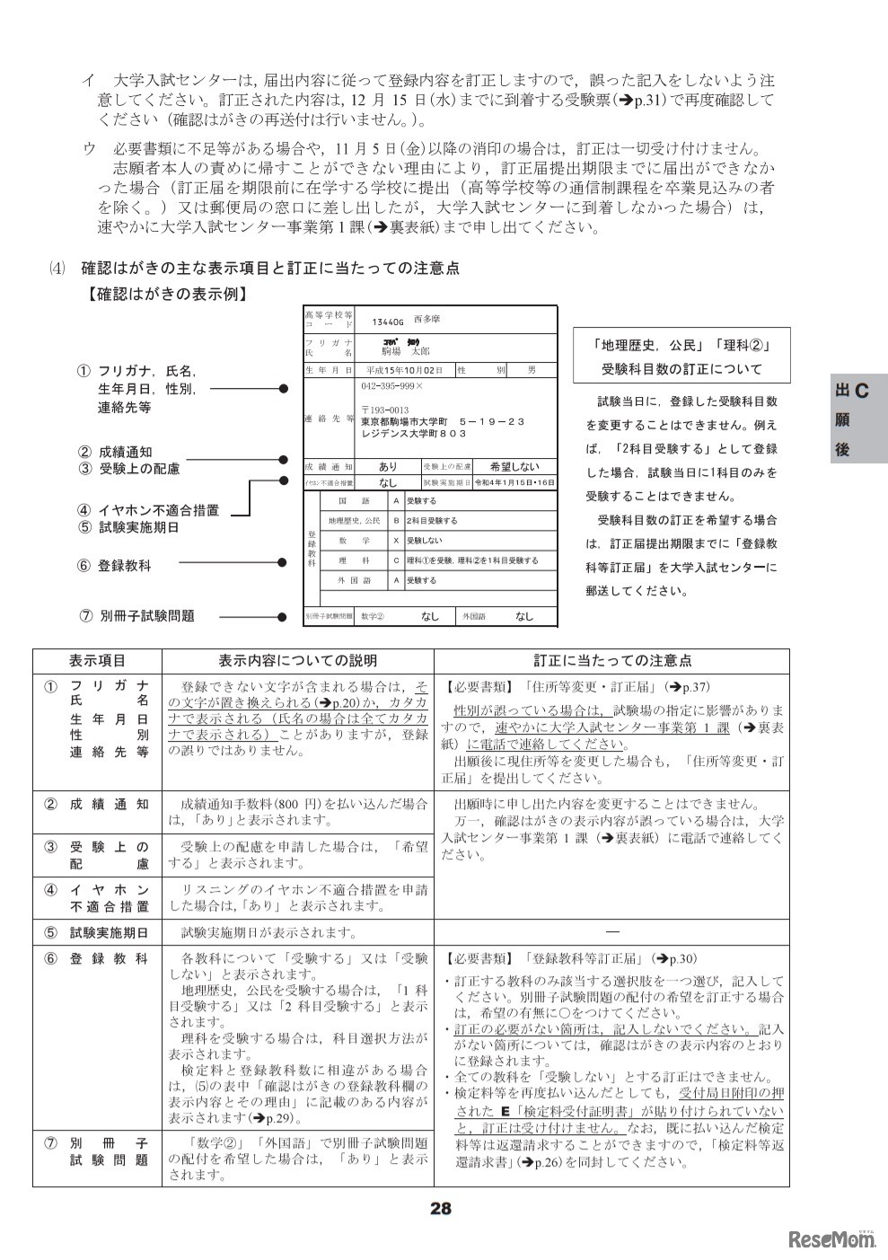 受験案内（C：出願後）
