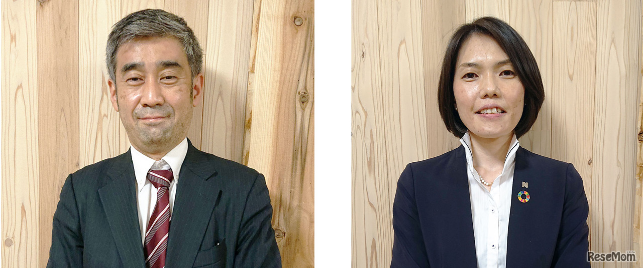 日能研グループのみくに出版が発行する中学受験専門誌「進学レーダー」編集長の井上修氏（左）と、日能研本部 常務取締役 茂呂真理子氏（右）