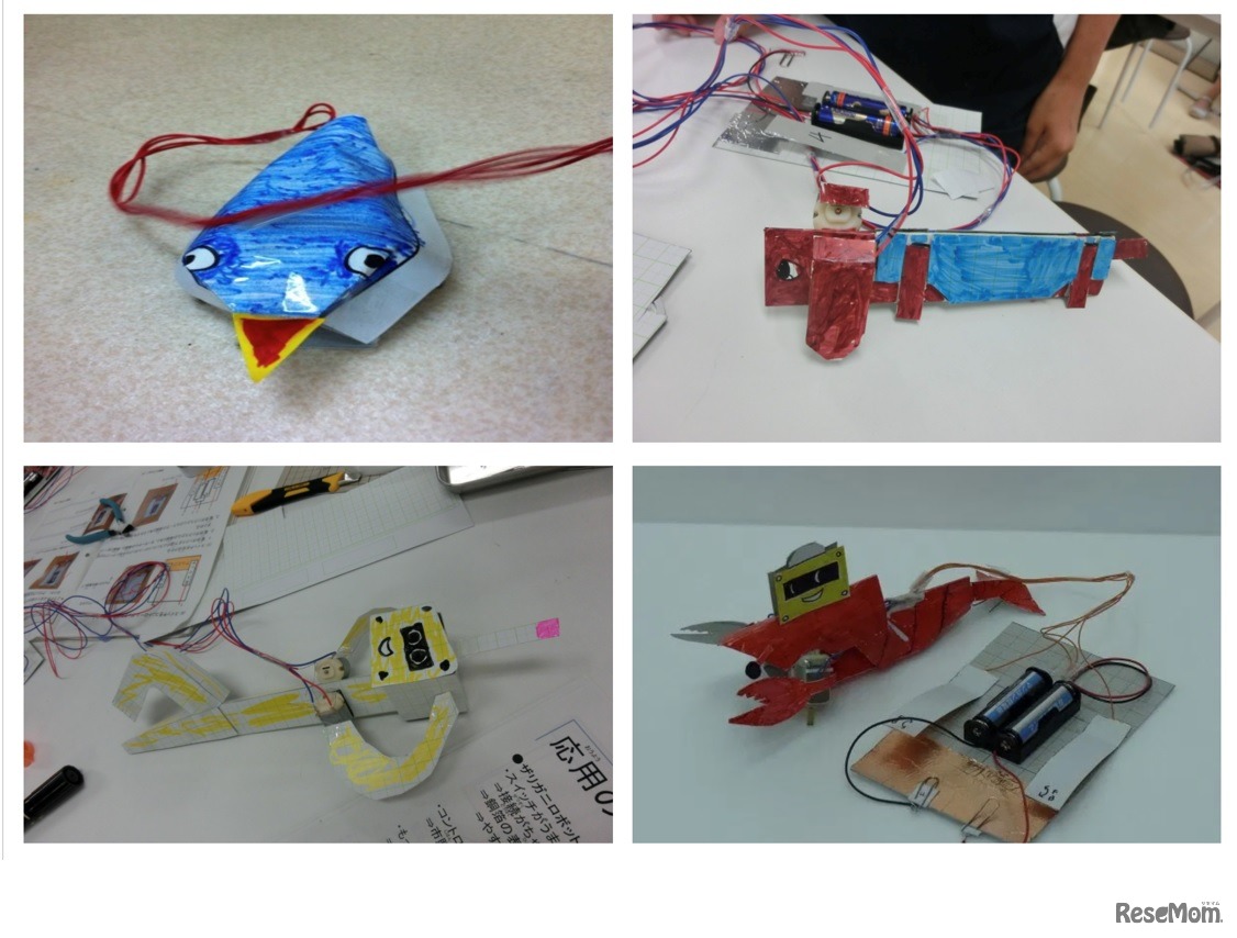 子供たちが実際につくったアニマルロボットの作品例