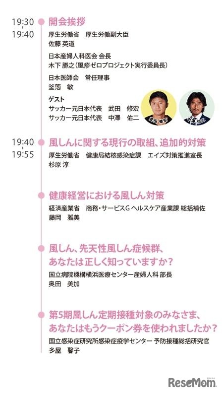 風しん対策啓発イベント「風しん理解促進Zoomウェビナー」プログラム