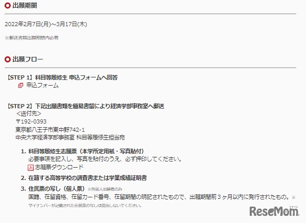 出願期間、出願フロー