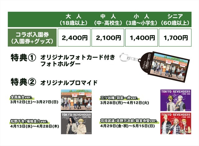 「東京リベンジャーズ×東武動物公園」コラボ入園券（C）和久井健・講談社／アニメ「東京リベンジャーズ」製作委員会