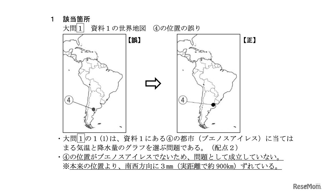令和4年度 茨城県立高等学校進学学力検査「社会」における問題の誤り　該当個所誤り