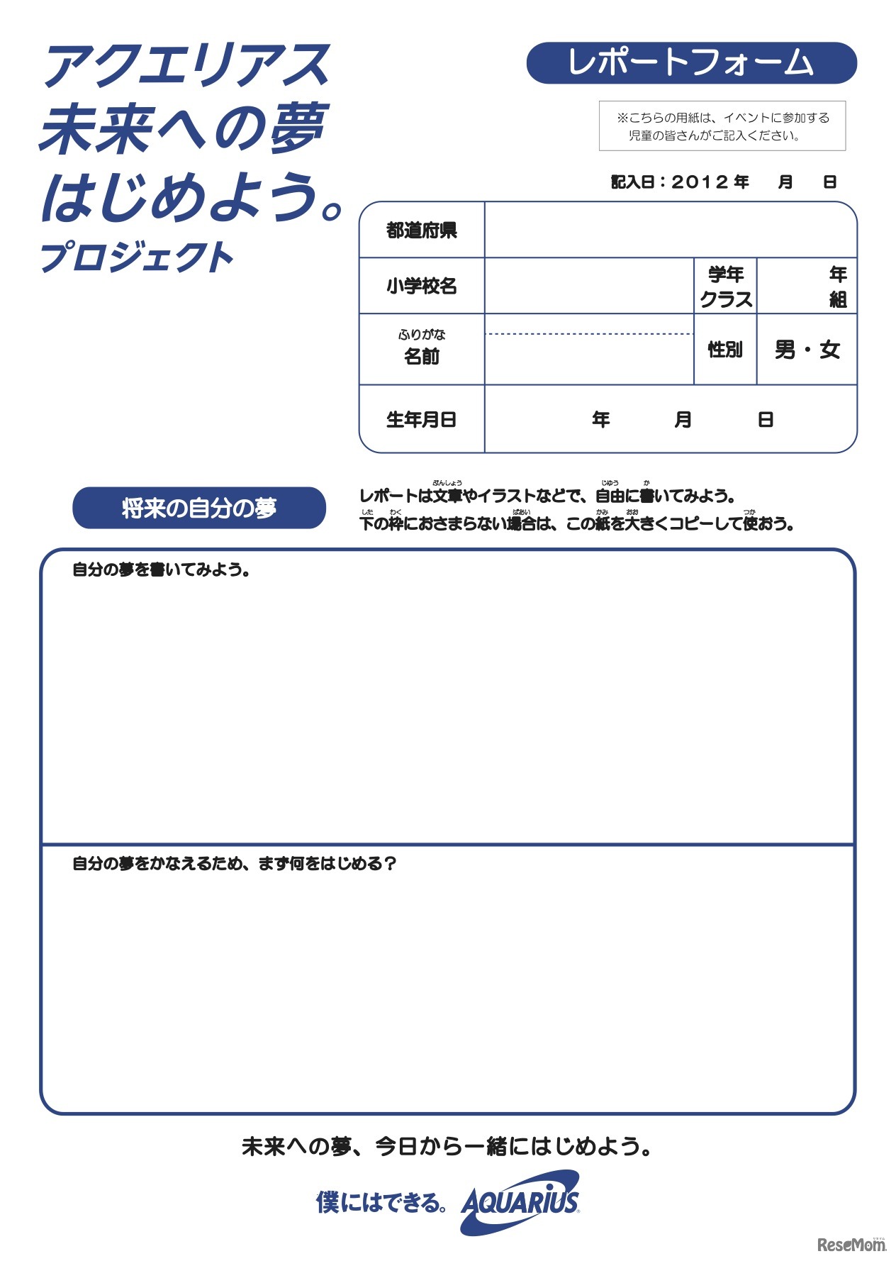 応募用レポートフォーム