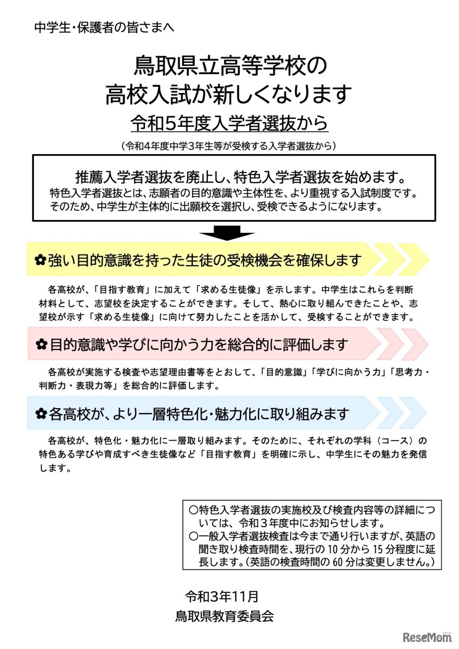 令和5年度入試からの新しい入学者選抜について