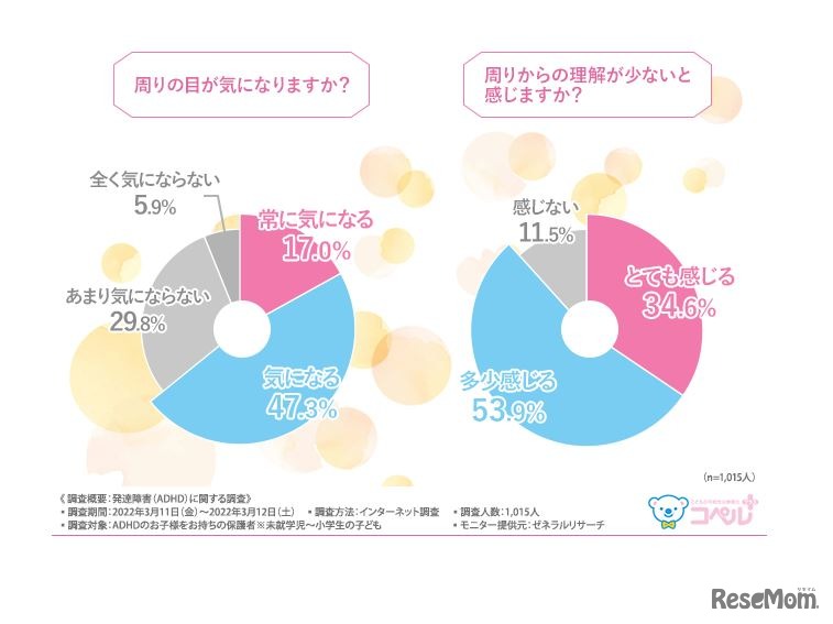 「周りの目が気になりますか？」「周りからの理解が少ないと感じますか？」