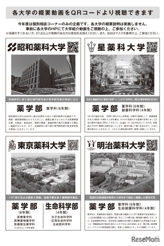 合同進学相談会の参加大学