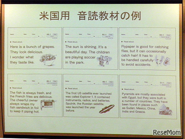 米国用 音読教材の例