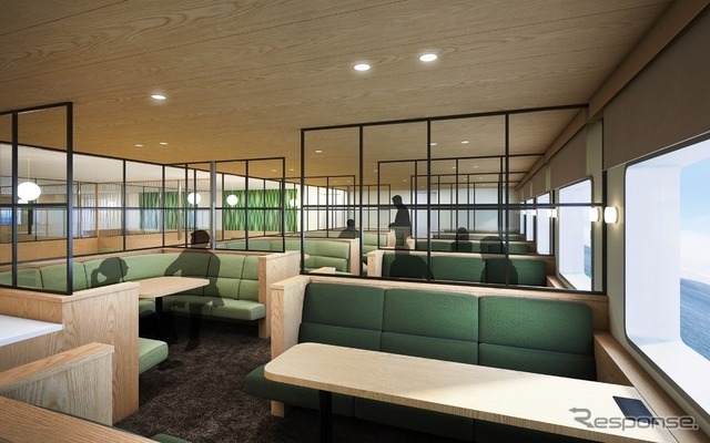 ジャンボフェリーあおい：ソファー席「ボックス６」（2F左後方、プレミア席）