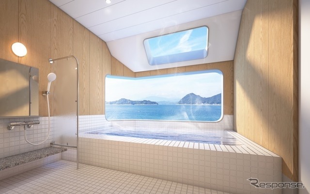 ジャンボフェリーあおい：ホワイトイオン泉の空飛ぶお風呂「雲の湯」（2F中央左）