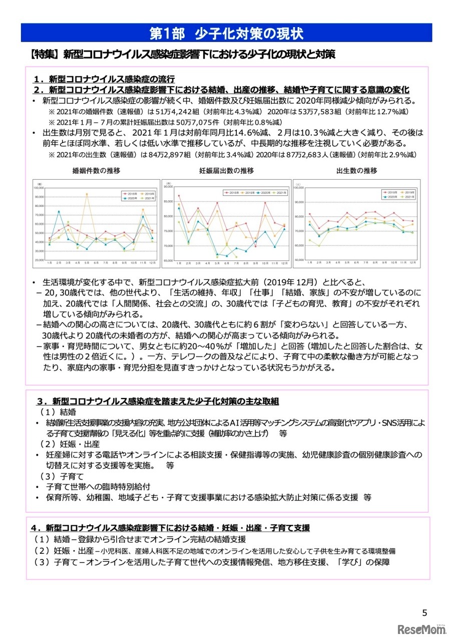 第1部 少子化対策の現状【特集】新型コロナウイルス感染症影響下における少子化の現状と対策