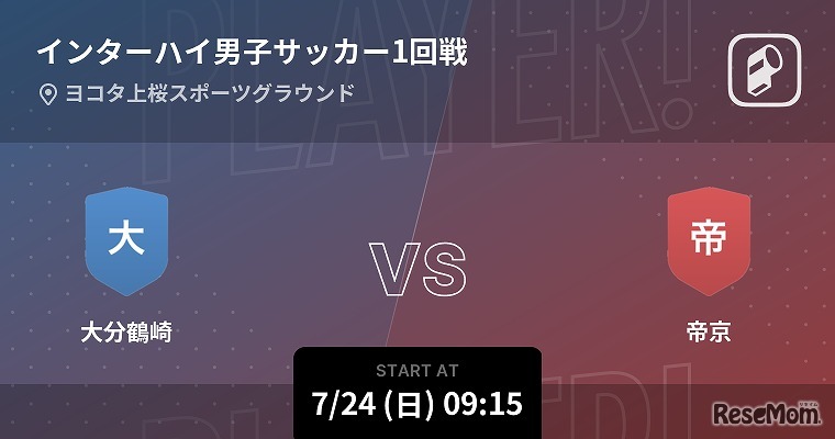 インターハイ男子サッカー2022 速報画面