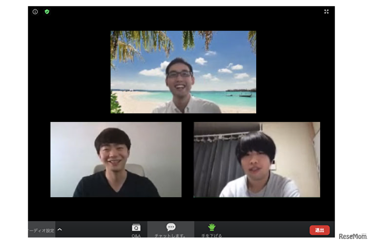 登壇する教育系YouTuber3名（上から時計回りに、okke代表・久保山皓平氏、「受験メモ山本」の山本氏、「ガチでノビる受験数学 東大医学部の解説動画」のシーナ氏）