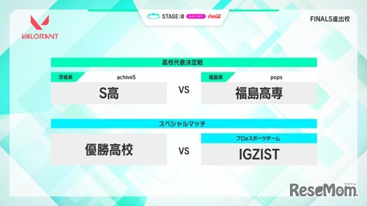 ヴァロラント部門　高校代表決定戦進出校