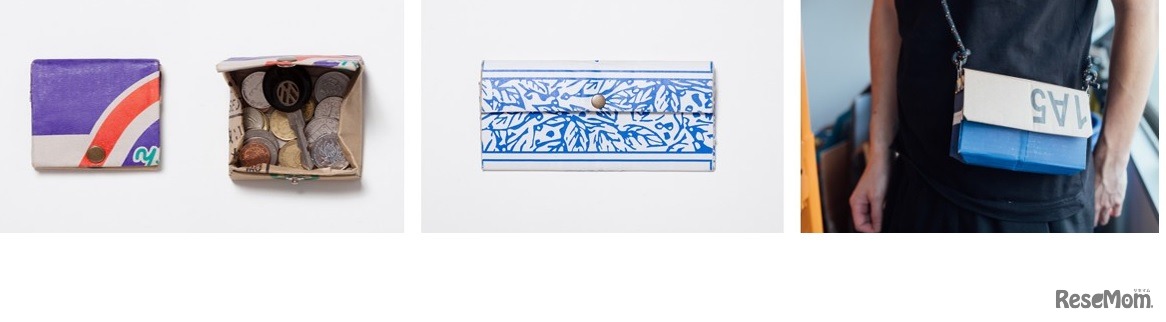 左から、コインケース、ペンケース／長財布、サコッシュ