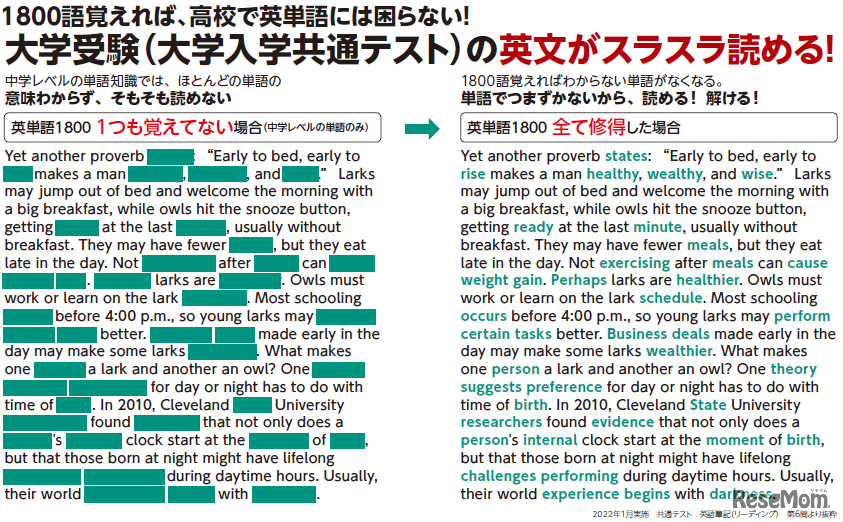 英単語を1,800語修得したイメージ