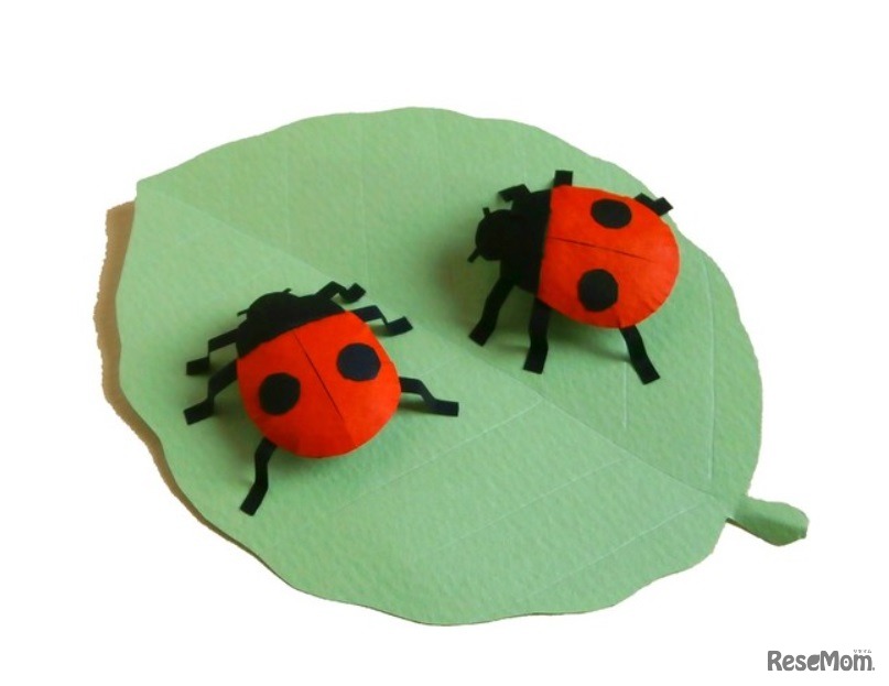 ワークショプで作る予定の「葉にとまるテントウムシ」