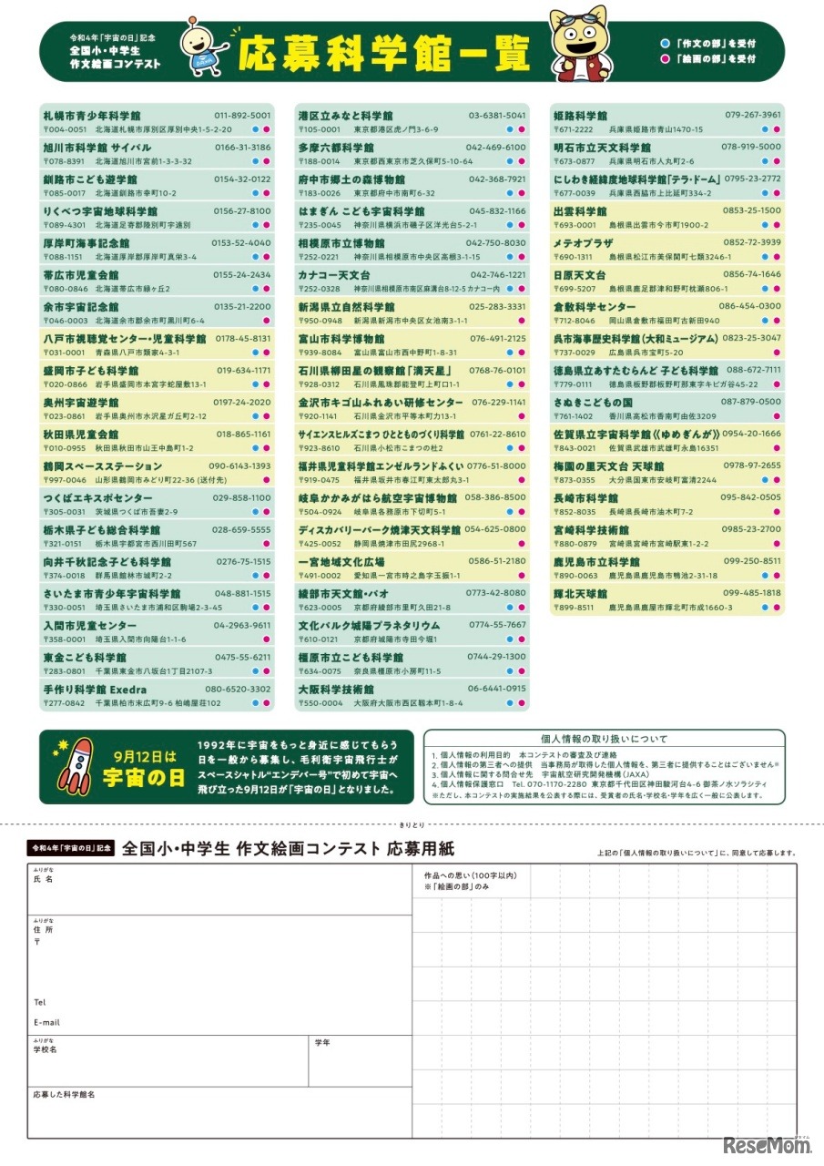 応募科学館一覧